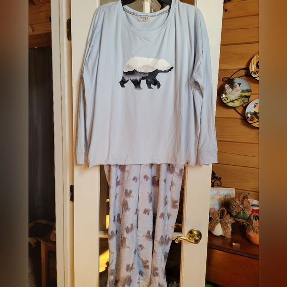 Bearpaw Polar Bear Pajamas Set Fleece Bottoms New - Picture 1 of 7